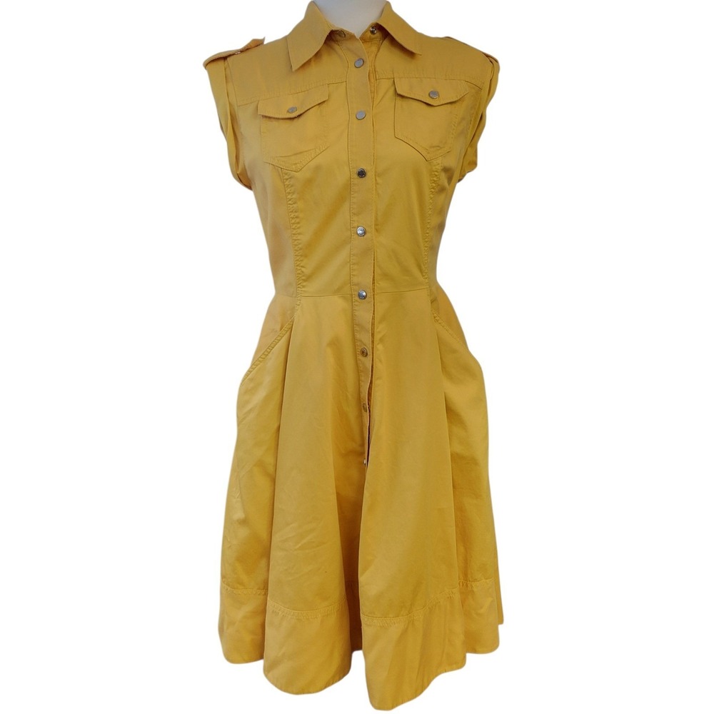 Karen Millen Yellow Sleeveless Shirt Midi Dress - Picture 14 of 16